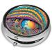 Abstract Mushroom Colorful Mandala Round Pill Box - 3 Compartment Mini Travel Organizer for Vitamins & Medicine - Buy Online on GoSupps.com