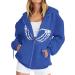 Ladies Fashion Hand Print Loose Basic Zipper Hooded Sweatshirt Jacket Halloween Costumes Hoodies for Women Blue Small - Buy Online on GoSupps.com