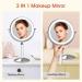 Rechargeable 8 inch Lighted Makeup Mirror with 10X Magnification - 2-Sided Vanity Mirror with Dimmable LED Lights - 360 Degree Adjustable Silver Finish - Buy Online on GoSupps.com