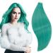 Runature Teal Tape Extensions Real Hair 45cm Hair Extension Tape Real Hair Green Green Hair Extensions Real Hair Tape 10piece 25g Color #Teal 45cm TP #TEAL