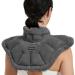 Microwavable Heating Pad for Neck and Shoulders, Extra Large Weighted Heated Neck Wrap Microwave with Moist Heat Reusable (Gray) Neck & Shoulders - Dark Gray