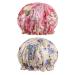 Bath Caps Elastic Band Waterproof Shower Caps With Ruffled Edge Covering Ears Keeping Hair Dry Kitchen Oil-proof Cap for Girls and Women (peony)