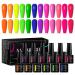 MEET ACROSS Neon Gel Nail Polish Set 12pcs Fluorescent Orange Yellow Green Blue Hot Pink Red Purple Spring Summer Nail Polish Set for Halloween Neon series