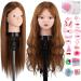 Topdirect 60cm/23.5 inch 80% real hair hair hairy head makeup doll head make make-up hairdresser exercise head practice shop window doll head with diy hair hairstyles set brown