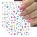 JMEOWIO 9 Sheets Flower Nail Art Stickers Decals Self-Adhesive Colorful Spring Summer Floral Nail Supplies Nail Art Design Decoration Accessories