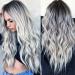 Allbesta Grey Black Wigs for Women | Long Wavy Synthetic Hair Extensions | Heat Resistant Cosplay Wigs - Buy Online on GoSupps.com