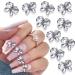 10pcs Shiny Zircon Butterfly Nail Charms 3D Alloy Butterfly Nail Rhinestones Nail Art Charms for Nails DIY Manicure Jewelry Accessories Women Nail Supplies (10pcs-Sliver)