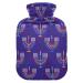 Hanukkah Purple Hot Water Bottle with Cover Hot Water Bottles for Pain Relief Hot Water Bag Heating Bag for Heat and Cold Therapy 2L