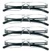 MMOWW 4 SPACK Randless reading glasses for women and men with clear rectangular blue light blocking glasses (4 black 1.5) 4 black 1.5 x