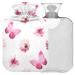 NAANLE hot water bottle with cover butterfly cherry blossoms Transparent hot water bottle heat bottle for back pain relief handfoot warmer neck warmth and cold therapy 2l