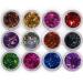 Sanwood glitter powder / sequins for nail modelling 12 pieces multi