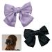Bow Hair Clip 2PCS Hair Bows for Women Big Bowknot Hairpin French Bow Hair Clips with Ribbon Solid Color Hair Barrette Hair Bow Clips Soft Satin Silky Hair Bows for Women Girls(Black+Purple)