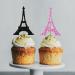 Eiffel Tower Cupcake Toppers Wedding Party Decor Bridal Shower Dessert Cupcake Toppers Paris Themed Birthday Party Decoration - Pink & Black Glitter - Buy Online on GoSupps.com