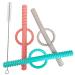 Petite Bee Silicone Baby Teether Tubes - 3 Pack Chew Straws for Toddlers (Blue) - Buy Online on GoSupps.com