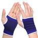 KeuLEn Elastic Wrist Hand Brace Gym Sports Support Wrist Gloves Wristband Palm Gear Protector for Men Women Sprained Carpal Tunnel Tendonitis Pain Relief 1 Pair (Blue)