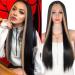 Kalyss 26 "Long especially synthetic edge lace front wig for women black with frontal brown strips middle parting with dark roots natural looking ladies frontal lace hair wig black with frontal brown stripes