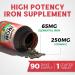 Iron Supplement for Women & Men with Vitamins C B6 B12 & Folate & Iron Supplement 65mg with Vitamin C Stomach Friendly Carbonyl Iron 90Caps&90Tabs - Buy Online on GoSupps.com
