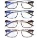 Eyeurl 4 pieces Reading glasses Blue light filter glasses for women and men computer/cell phone blue light blocks readers glasses 4 pieces 2.0 x