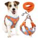 Rennaio dog harness no pull adjustable puppy dishes with 2 linen clips ultra comfortable chest harness and leash set for small and medium-sized dogs (orange l) orange L