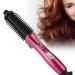 Hair Dryer Brush with Folding Ceramic Curling Iron Mini Non-Invasive Anti-Hot Electric Comb for Short Hair and Travel (Burgundy)