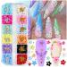 Dornail 12 grid 3d flower nail charms 12 colors acrylic flowers nail nail street stones mixed cherry blossom gold silver pearl nails accessories diy nail art nail design nail art decoration set
