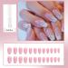 Square False Nails Short 24Pcs Wavy Fake Nails - Pink Waves | Acrylic Full Cover Nails Tips for Women Girls - Buy Online on GoSupps.com