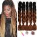 Showjarlly jumbo braid artificial hair hair ombre braid extension 24 inch KanCalon hair braid extensions 5 pieces for crochet twist lichen hair box braid for braid black/dark brown# 61cm-24 inch (5 pack) black/dark brown