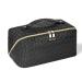Aucuu Premium PU Cosmetic Bag Travel Bag Large Capacity Layered Cosmetic Bag Zipper Bag Portable Travel Organizer Multifunctional Waterproof Bag Easy to Carry - Gift for Women #22 Geometric Black-22