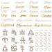 NICENEEDED 108Pcs Constellation Large Nail Gems Gold & Silver Zodiac Word Nail Charms For Nail Art Rhinestones 3D Nail Jewelry Studs For Nail Crystal Diy Nail Accessories