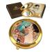 Gustav Klimt 'Lady with Fan' Pocket Mirror Gold Plated Bronze Make-up Compact Travel Mirror