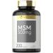 MSM Supplement | 500mg | 200 Capsules | Non-GMO, and Gluten Free Formula | Methylsulfonylmethane | by Carlyle