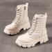 EKOUSN Women's Side Zipper Mid-Tube Platform Boots - White, Size 8.5 - Buy Online on GoSupps.com