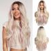 Oefei pink highlight ombre blonde wigs for women long curly wig synthetic hair wear heat -resistant wigs for daily party cosplay