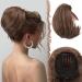 Feshfen hair part dutt with COMB short hair part horse tail haardutt chignon synthetic hair parts artificial hair dutt extensions with comb coordination train for women light brown
