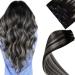 Laavoo clip in Extensions real hair ombre black 45cm silver clip in hair extension 70g 5pcs clip real hair extensions remy human hair extensions black silver full head #1b/silver/1b 45cm-70g 3.4 #1b/s/1b