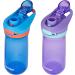 Contigo Jessie Kids Water Bottle 2-Pack - 14oz Leak-Proof, Dishwasher-Safe, Fits Cup Holders - Blue Poppy/Coral & Amethyst/Jade - Buy Online on GoSupps.com