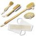 YONOY Body Brush Set- Natural Boar Bristle Body Brush Back Scrubber Face Brush Feet Brush Massage Nodules Brush for Lymphatic Drainage Cellulite(5 Pack)