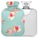Naanle hot water bottle with lid strawberry flowers Transparent hot water bottle heat bottle for back pain relief handfoot warmer neck hot and cold therapy 2l