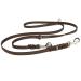 COPCOPET-fat leather line for dogs-3-way adjustable dog leash made of soft leather with carabiners & fittings made of chrome-braided leash 100% handmade in Germany (2.80m x 8mm | brown) 2.80 m x 8 mm brown