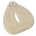Full Shine 24 Inch Tape In Hair Extensions - Double Sided Remy Human Hair #60 Platinum Blonde, Silky Straight - 20 Pieces, 50g - Buy Online on GoSupps.com