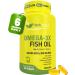 Herbtonics Omega 3 Fish Oil 1250mg - High EPA 450mg + DHA 300mg for Heart & Brain Health | Triple Strength Burpless Lemon Flavor Wild Caught | 180 Softgels (Up to 6 Month Supply)