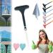 Realisticm 2 in 1 Mesh Cleaner Brush 2 in 1 Multifunctional Screen Brush Window Screen Cleaner Brush with Scraper Double Sided Wet and Dry Dual Use Extendable Removable Cleaner Brush (Green-B)