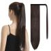 BARSDAR 26 inch Ponytail Extension Long Straight Wrap Around Clip in Synthetic Fiber Hair for Women - Dark Brown 26 Inch (Pack of 1) Dark Brown