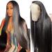 Straight Human Hair Wig for Black Women 13x4 HD Lace Front Wig Human Hair 180 Density Glueless Lace Wig Human Hair Pre Plucked with Baby Hair Brazilian Virgin Hair Natural Color Lace Frontal Wigs 24" 24 inch 13x4 Lace Front Wig