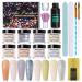 Nail Extension Powder Beginner Set All Season 8-Color Dip Powder Set Nail Enhancement Crystal Powder Set Nail Extension Sculpture Pollen Set (1)