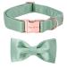 Unique Style Paw's dog collar green silk dog collar with loop soft fly adjustable pet collapse gift for female or male X-Large dogs XL green-CB