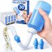 Adjustable-Pressure Blue Nasal Rinse Bottle, 300mL Smart Air-Valve Continuous-Flow Irrigator with 30 Saline Packets & Dual Nozzles