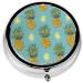 Tropical Fruit Pineapple Mini Round Pill Box | 3 Compartment Pill Organizer for Travel & Home Use | Portable Medicine Case - Buy Online on GoSupps.com
