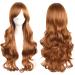 YEESHEDO 32 Long Wavy Curly Cosplay Wig with Bangs - Ginger Brown - Heat Resistant Synthetic Hair for Women & Girls - Buy Online on GoSupps.com