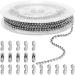 Jishi 33ft Ball Chain 2.4mm Silver Stainless Steel Bead Link Chain Roll for Beaded Dog Tag Necklace, Mens Military Jewelry Making Supplies, Pull Chain DIY Bracelets Keychain Craft - w/20#3 Connectors Ball Chain 33ft 2.4mm Silver